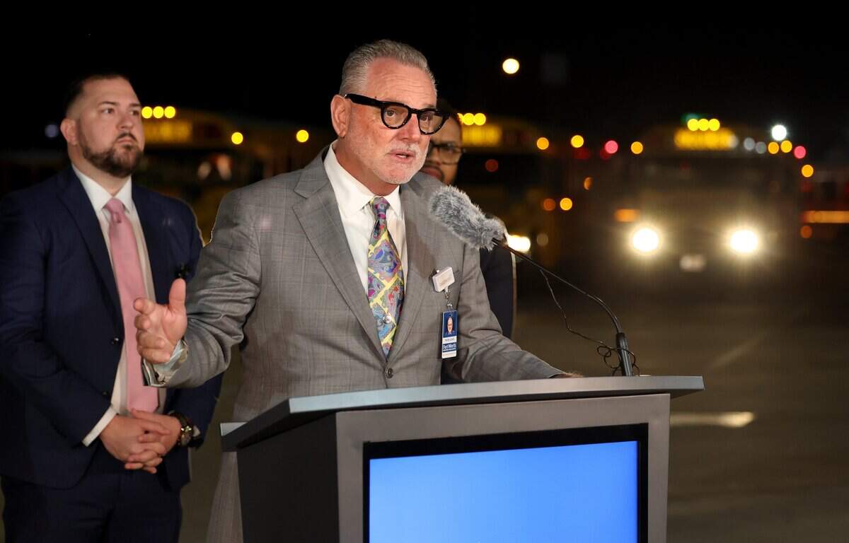 Fort Worth Independent School District Superintendent Peter Licata at the bus barn before the start of the first day of school on Monday, Aug. 10, 2026, in Fort Worth.